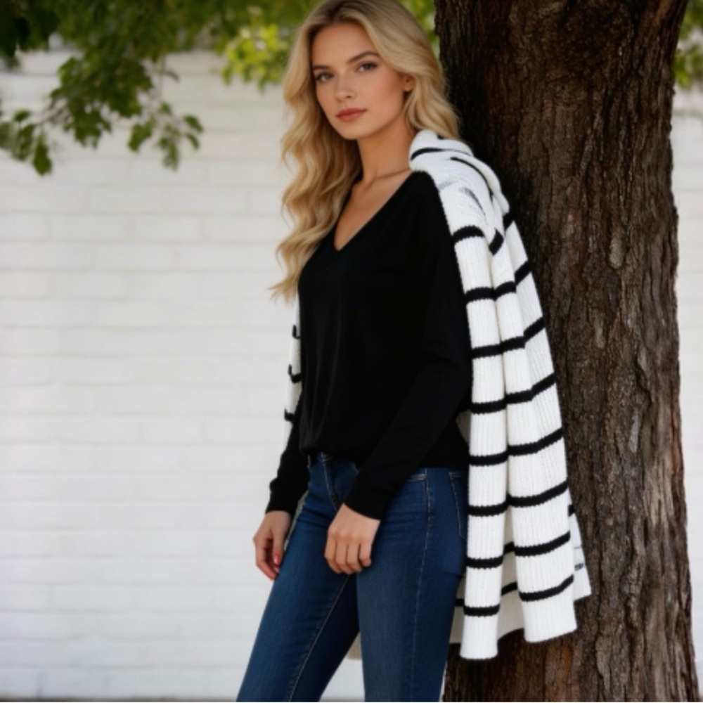 Chaser Open Striped Sweater - Picture 3 of 7